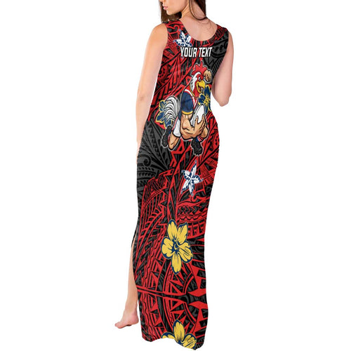 Personalised Sydney Roosters Tank Maxi Dress Polynesian Tribal Pattern With Rugby Rooster Mascot Art