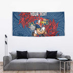 Personalised Sydney Roosters Tapestry Polynesian Tribal Pattern With Rugby Rooster Mascot Art