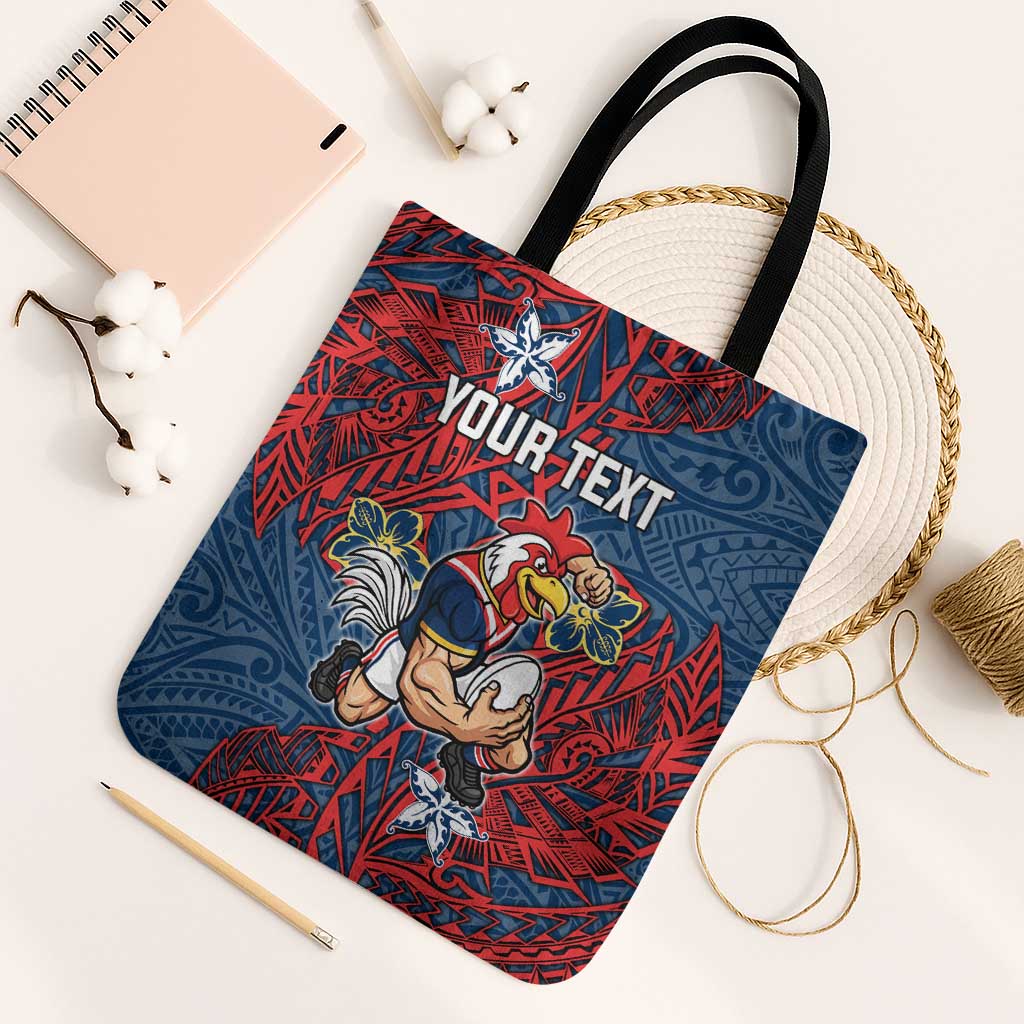 Personalised Sydney Roosters Tote Bag Polynesian Tribal Pattern With Rugby Rooster Mascot Art