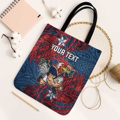 Personalised Sydney Roosters Tote Bag Polynesian Tribal Pattern With Rugby Rooster Mascot Art