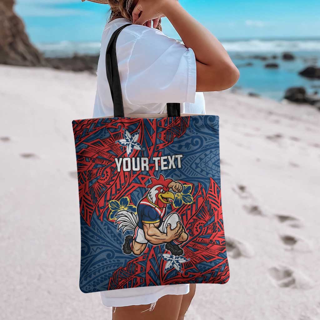 Personalised Sydney Roosters Tote Bag Polynesian Tribal Pattern With Rugby Rooster Mascot Art