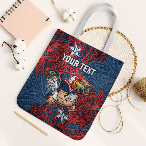 Personalised Sydney Roosters Tote Bag Polynesian Tribal Pattern With Rugby Rooster Mascot Art