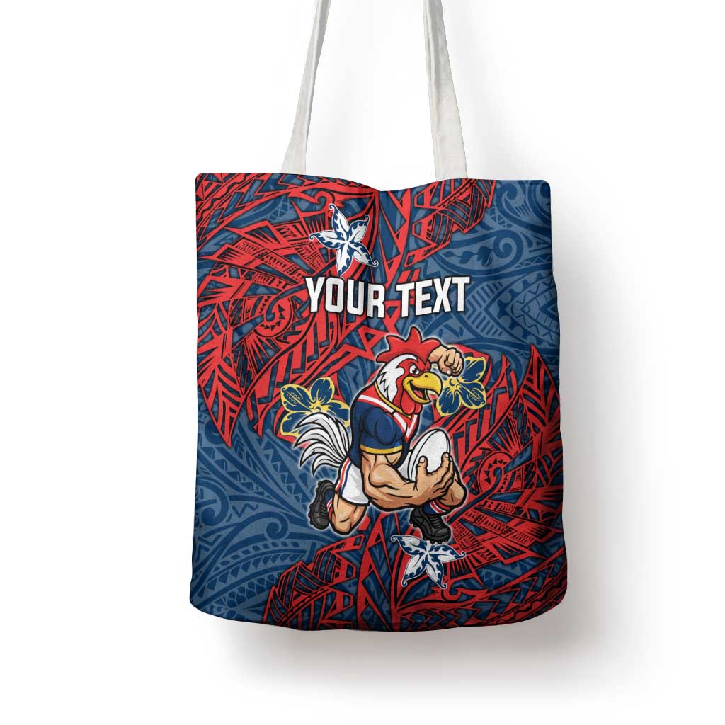 Personalised Sydney Roosters Tote Bag Polynesian Tribal Pattern With Rugby Rooster Mascot Art