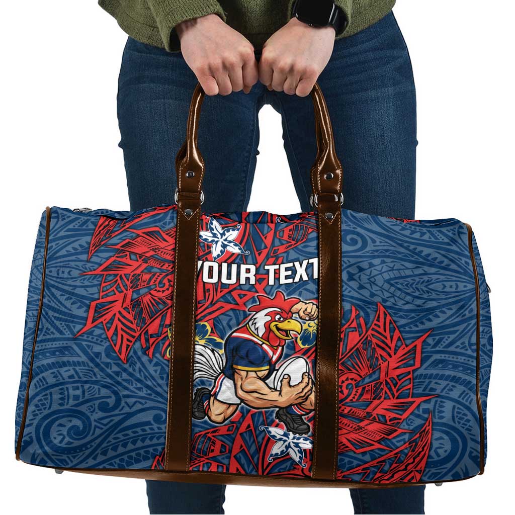 Personalised Sydney Roosters Travel Bag Polynesian Tribal Pattern With Rugby Rooster Mascot Art