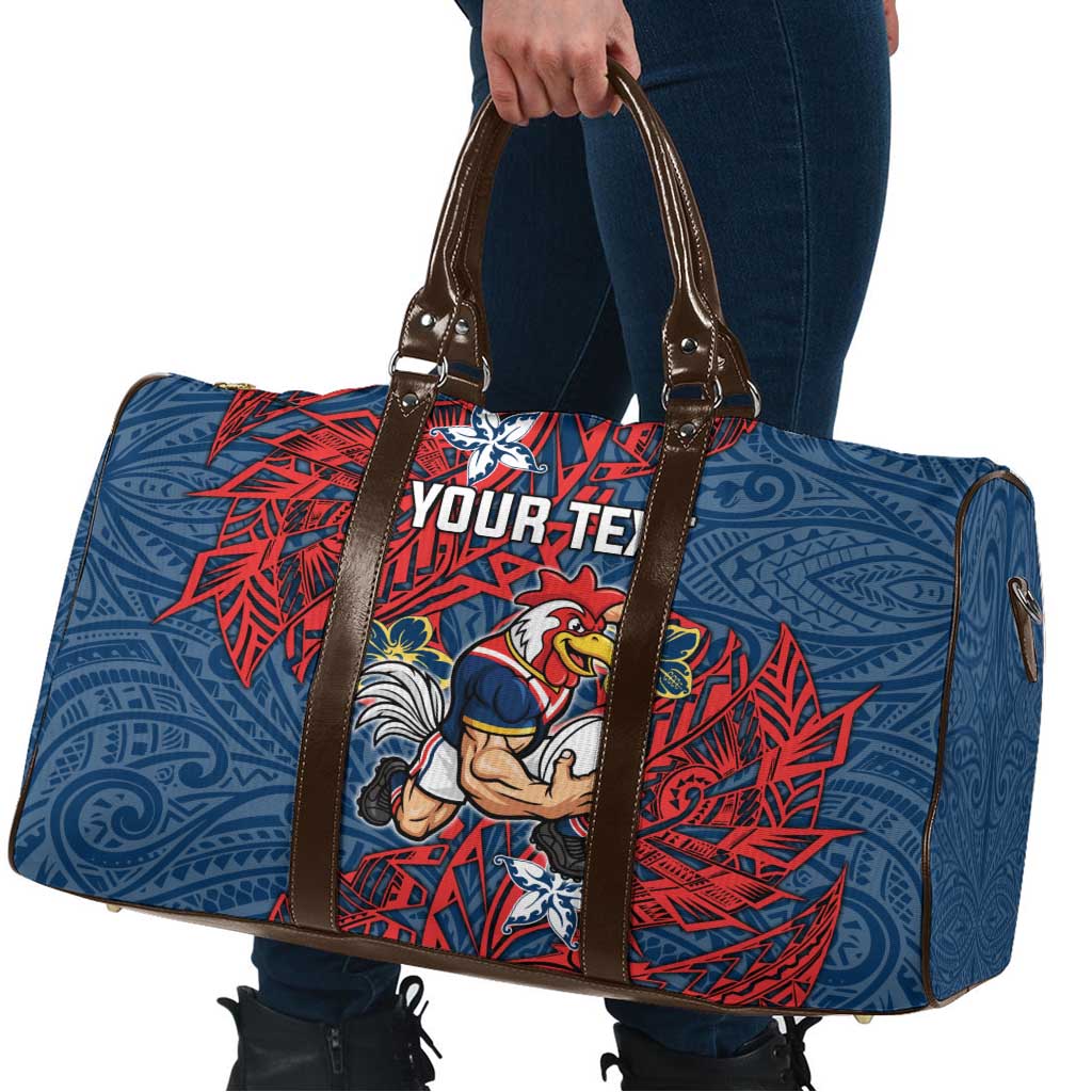 Personalised Sydney Roosters Travel Bag Polynesian Tribal Pattern With Rugby Rooster Mascot Art