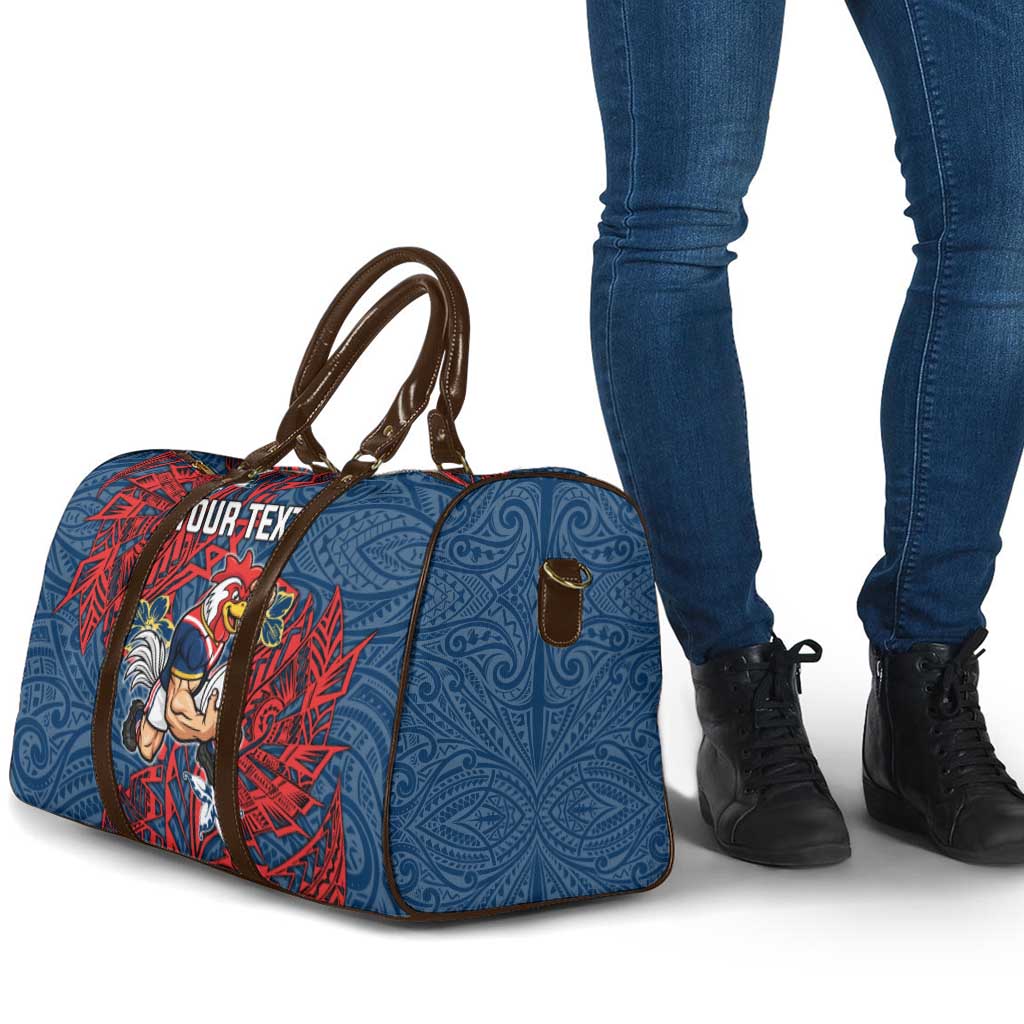 Personalised Sydney Roosters Travel Bag Polynesian Tribal Pattern With Rugby Rooster Mascot Art