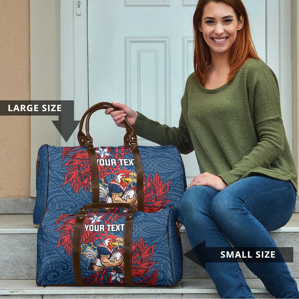 Personalised Sydney Roosters Travel Bag Polynesian Tribal Pattern With Rugby Rooster Mascot Art
