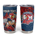 Personalised Sydney Roosters Tumbler Cup Polynesian Tribal Pattern With Rugby Rooster Mascot Art
