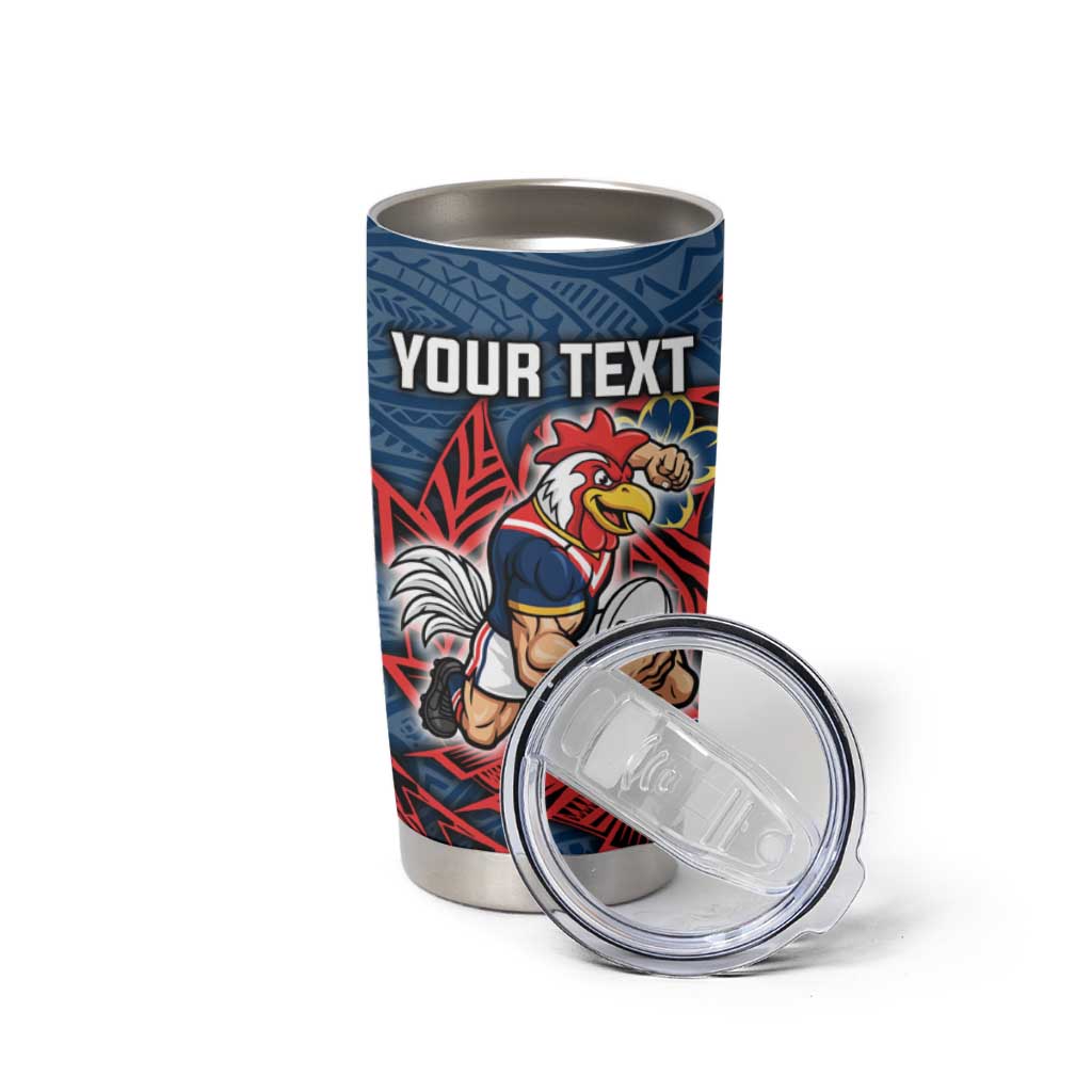Personalised Sydney Roosters Tumbler Cup Polynesian Tribal Pattern With Rugby Rooster Mascot Art