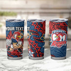 Personalised Sydney Roosters Tumbler Cup Polynesian Tribal Pattern With Rugby Rooster Mascot Art