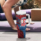 Personalised Sydney Roosters Tumbler With Handle Polynesian Tribal Pattern With Rugby Rooster Mascot Art