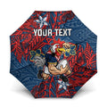 Personalised Sydney Roosters Umbrella Polynesian Tribal Pattern With Rugby Rooster Mascot Art