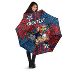 Personalised Sydney Roosters Umbrella Polynesian Tribal Pattern With Rugby Rooster Mascot Art