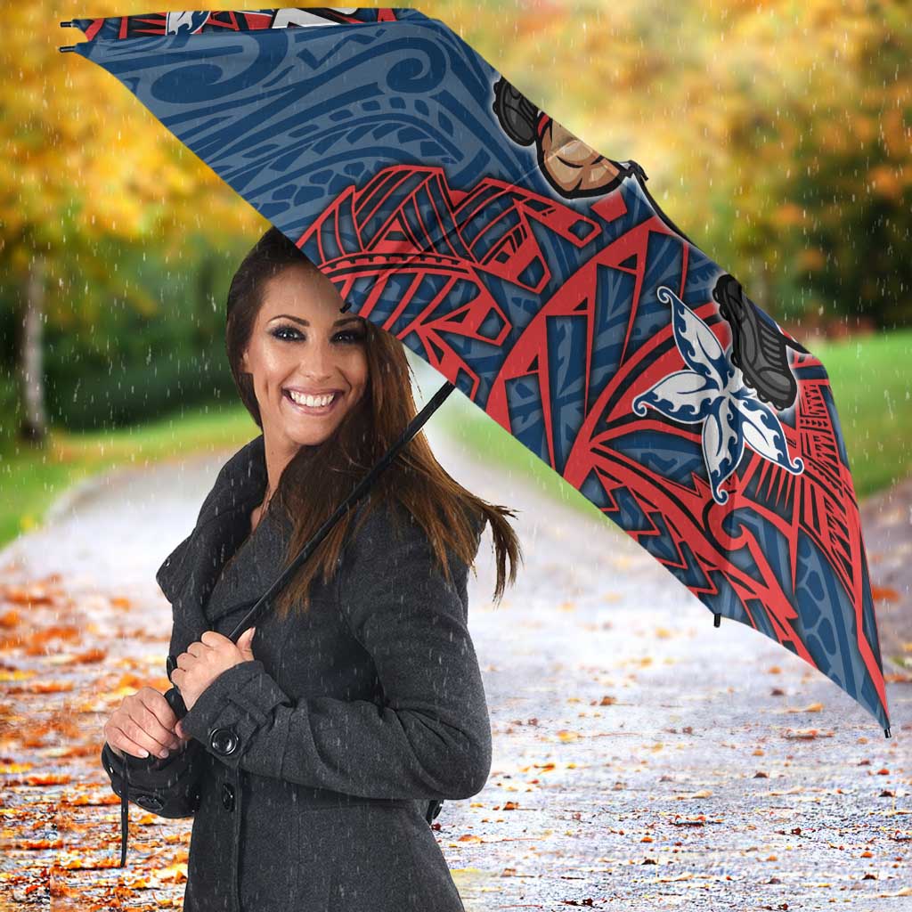 Personalised Sydney Roosters Umbrella Polynesian Tribal Pattern With Rugby Rooster Mascot Art