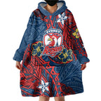 Personalised Sydney Roosters Wearable Blanket Hoodie Polynesian Tribal Pattern With Rugby Rooster Mascot Art