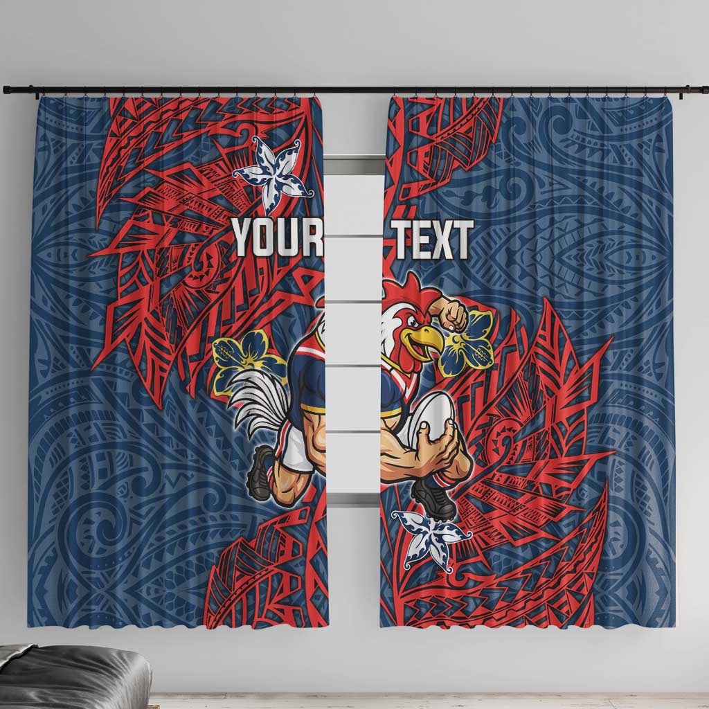 Personalised Sydney Roosters Window Curtain Polynesian Tribal Pattern With Rugby Rooster Mascot Art