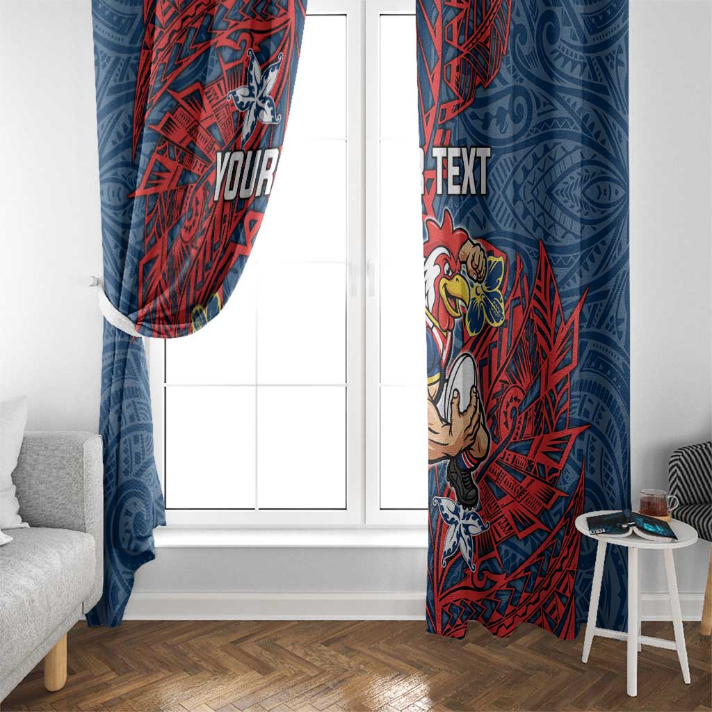 Personalised Sydney Roosters Window Curtain Polynesian Tribal Pattern With Rugby Rooster Mascot Art