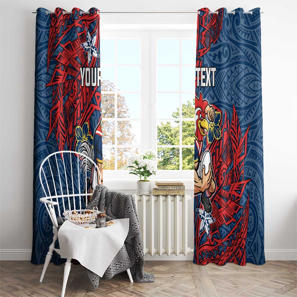 Personalised Sydney Roosters Window Curtain Polynesian Tribal Pattern With Rugby Rooster Mascot Art