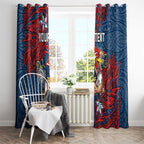 Personalised Sydney Roosters Window Curtain Polynesian Tribal Pattern With Rugby Rooster Mascot Art