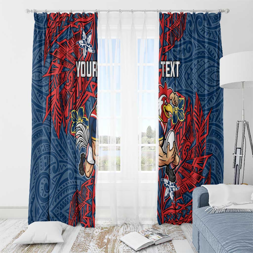 Personalised Sydney Roosters Window Curtain Polynesian Tribal Pattern With Rugby Rooster Mascot Art