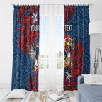 Personalised Sydney Roosters Window Curtain Polynesian Tribal Pattern With Rugby Rooster Mascot Art