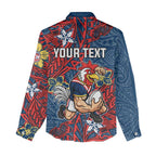 Personalised Sydney Roosters Women Casual Shirt Polynesian Tribal Pattern With Rugby Rooster Mascot Art