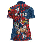 Personalised Sydney Roosters Women Polo Shirt Polynesian Tribal Pattern With Rugby Rooster Mascot Art
