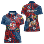 Personalised Sydney Roosters Women Polo Shirt Polynesian Tribal Pattern With Rugby Rooster Mascot Art