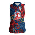 Personalised Sydney Roosters Women Sleeveless Polo Shirt Polynesian Tribal Pattern With Rugby Rooster Mascot Art