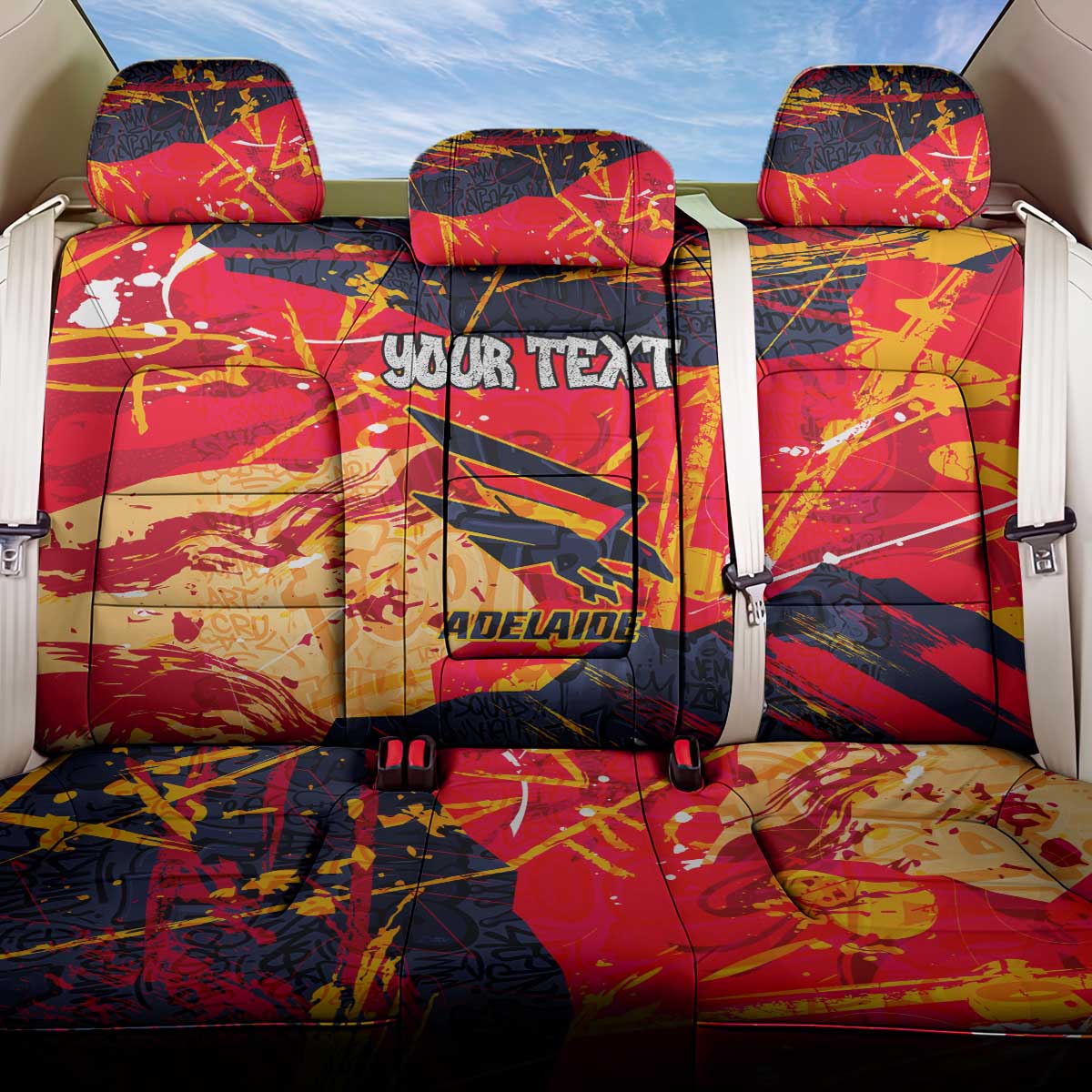 Personalized Adelaide Crows Back Car Seat Cover Australian Graffiti Paint Splatter - Abstract Geometric