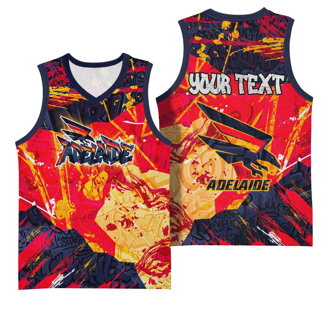 Personalized Adelaide Crows Basketball Jersey Australian Graffiti Paint Splatter - Abstract Geometric