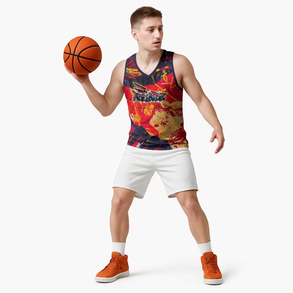 Personalized Adelaide Crows Basketball Jersey Australian Graffiti Paint Splatter - Abstract Geometric
