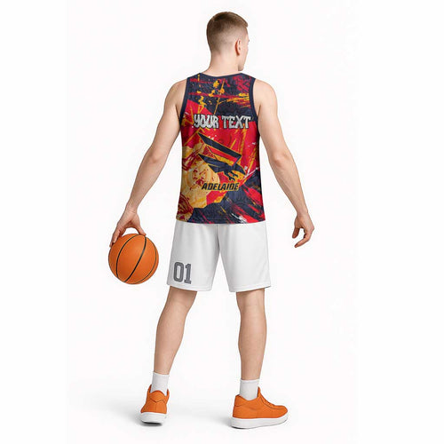 Personalized Adelaide Crows Basketball Jersey Australian Graffiti Paint Splatter - Abstract Geometric