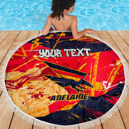 Personalized Adelaide Crows Beach Blanket Australian Graffiti Paint Splatter - Abstract Geometric