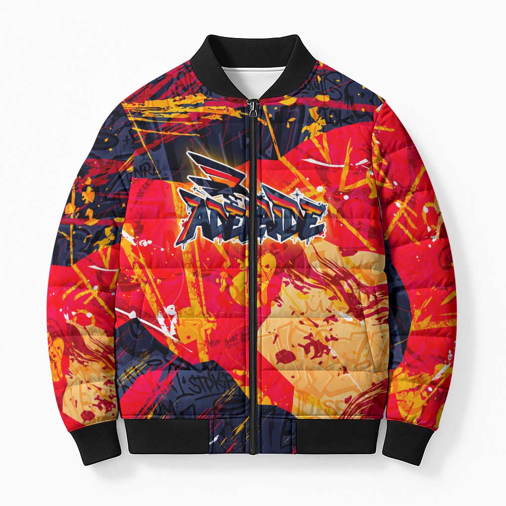 Personalized Adelaide Crows Bomber Puffer Jacket Australian Graffiti Paint Splatter - Abstract Geometric
