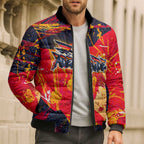 Personalized Adelaide Crows Bomber Puffer Jacket Australian Graffiti Paint Splatter - Abstract Geometric