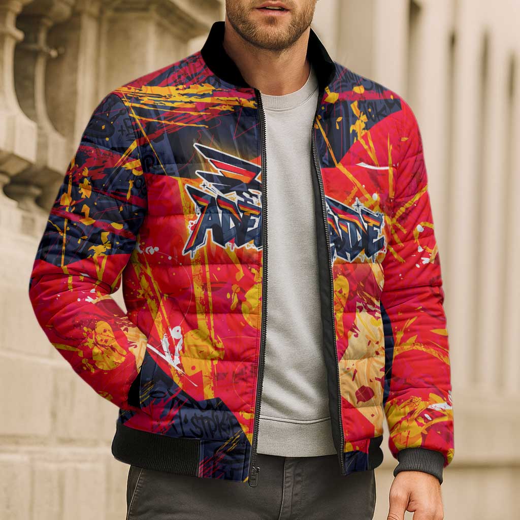 Personalized Adelaide Crows Bomber Puffer Jacket Australian Graffiti Paint Splatter - Abstract Geometric