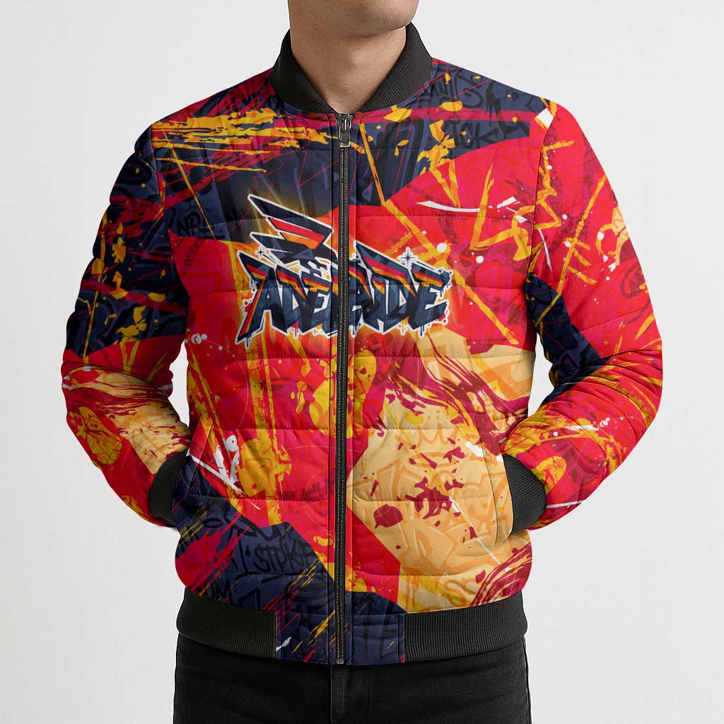 Personalized Adelaide Crows Bomber Puffer Jacket Australian Graffiti Paint Splatter - Abstract Geometric