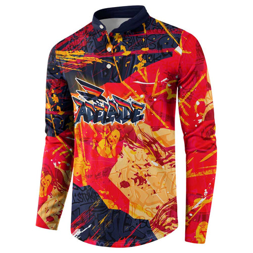 Personalized Adelaide Crows Button Sweatshirt Australian Graffiti Paint Splatter - Abstract Geometric