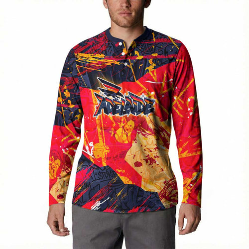 Personalized Adelaide Crows Button Sweatshirt Australian Graffiti Paint Splatter - Abstract Geometric