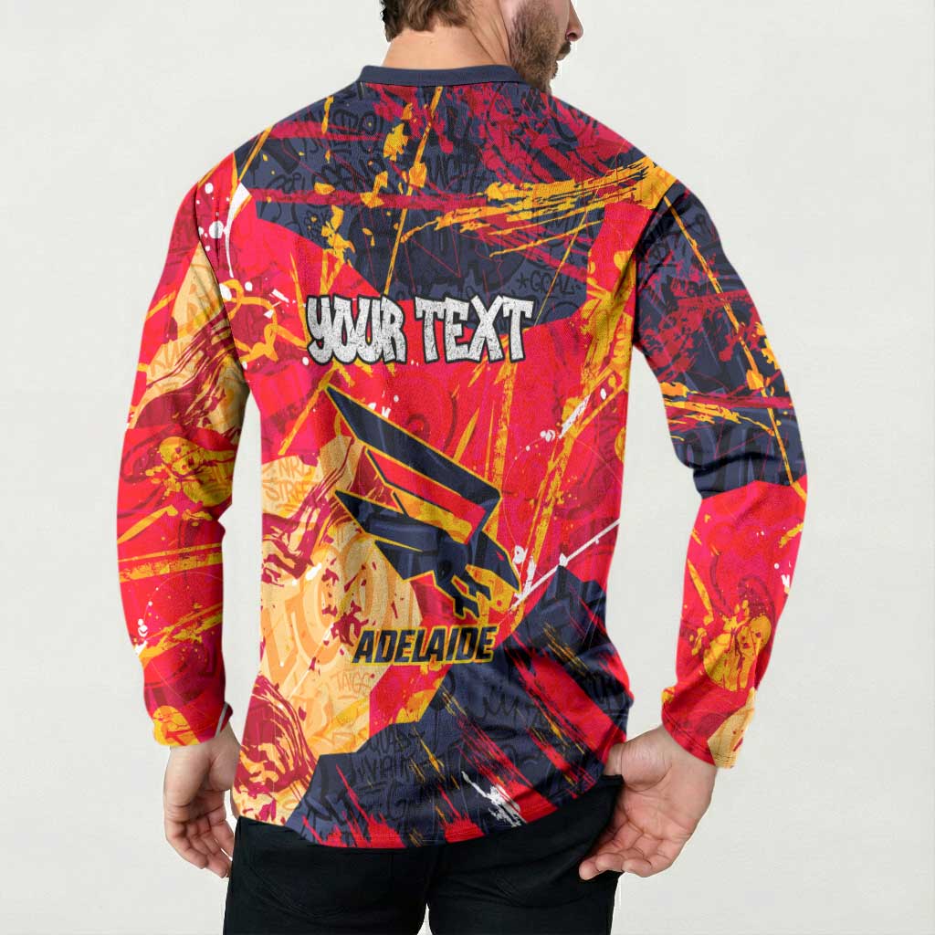 Personalized Adelaide Crows Button Sweatshirt Australian Graffiti Paint Splatter - Abstract Geometric