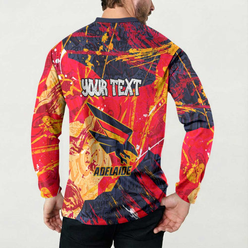 Personalized Adelaide Crows Button Sweatshirt Australian Graffiti Paint Splatter - Abstract Geometric