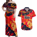 Personalized Adelaide Crows Couples Matching Off Shoulder Maxi Dress and Hawaiian Shirt Australian Graffiti Paint Splatter - Abstract Geometric