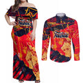 Personalized Adelaide Crows Couples Matching Off Shoulder Maxi Dress and Long Sleeve Button Shirt Australian Graffiti Paint Splatter - Abstract Geometric