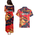 Personalized Adelaide Crows Couples Matching Puletasi and Hawaiian Shirt Australian Graffiti Paint Splatter - Abstract Geometric