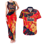 Personalized Adelaide Crows Couples Matching Tank Maxi Dress and Hawaiian Shirt Australian Graffiti Paint Splatter - Abstract Geometric