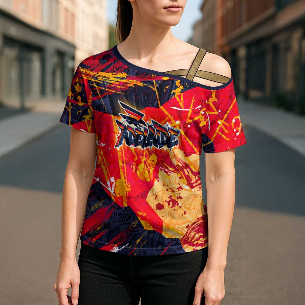 Personalized Adelaide Crows Cross Shoulder Shirt Australian Graffiti Paint Splatter - Abstract Geometric