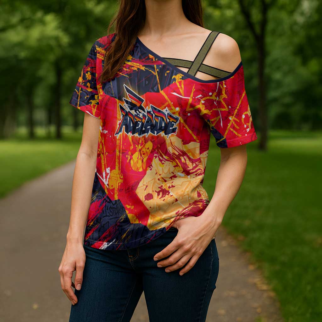 Personalized Adelaide Crows Cross Shoulder Shirt Australian Graffiti Paint Splatter - Abstract Geometric