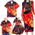 Personalized Adelaide Crows Family Matching Long Sleeve Bodycon Dress and Hawaiian Shirt Australian Graffiti Paint Splatter - Abstract Geometric