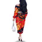 Personalized Adelaide Crows Family Matching Off The Shoulder Long Sleeve Dress and Hawaiian Shirt Australian Graffiti Paint Splatter - Abstract Geometric